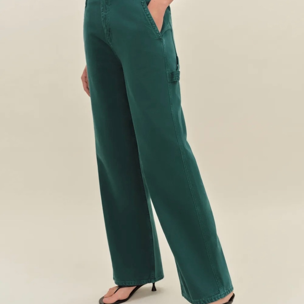 Reformation Diego Mid Rise Baggy Utility Jean size 29 Jewel green NWT